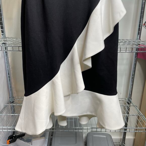 Anne Fontaine Women's Black White Moera Ruffle Dress Size 38 Parisian Chic - Picture 12 of 14